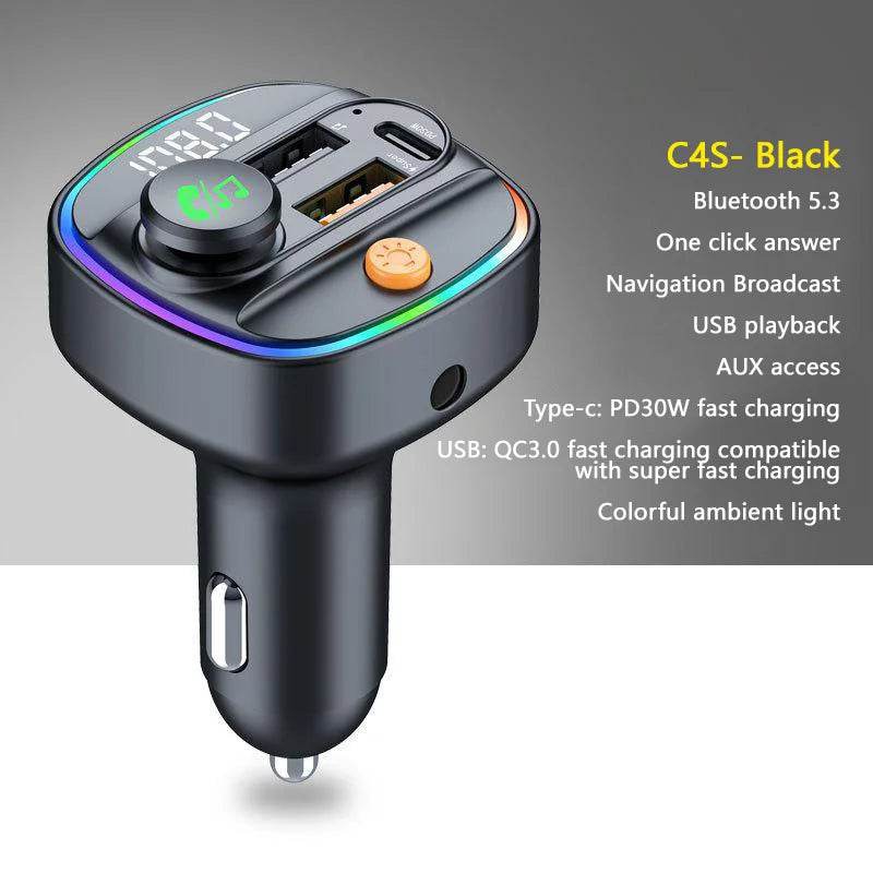 Bluetooth 5.3 FM Transmitter Handsfree Car Fast Charge Adapter - Autoxmatch