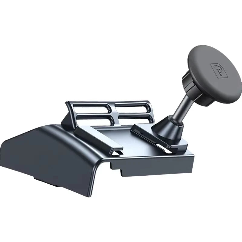 Car phone holder with magnetic base on a white background