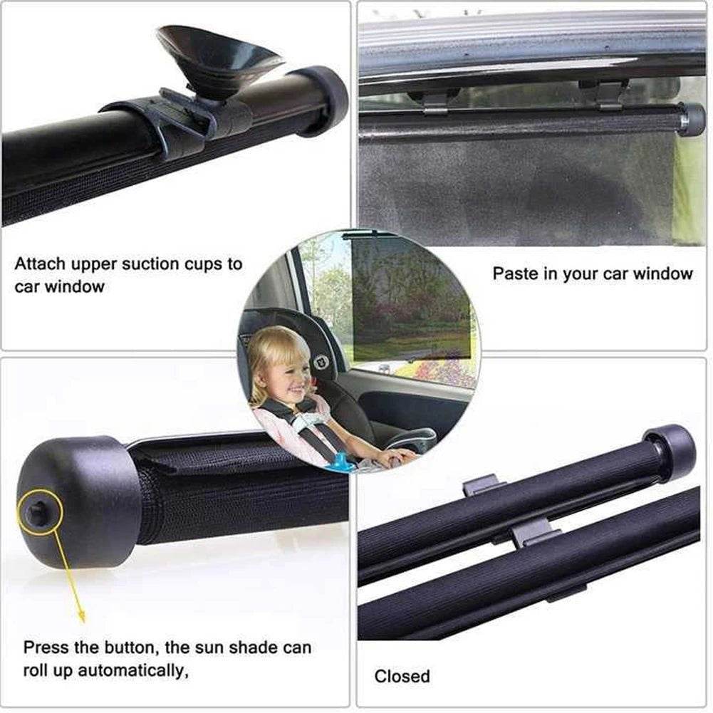 Side window- Car Retractable Sunshade Curtain 2Pcs - Autoxmatch