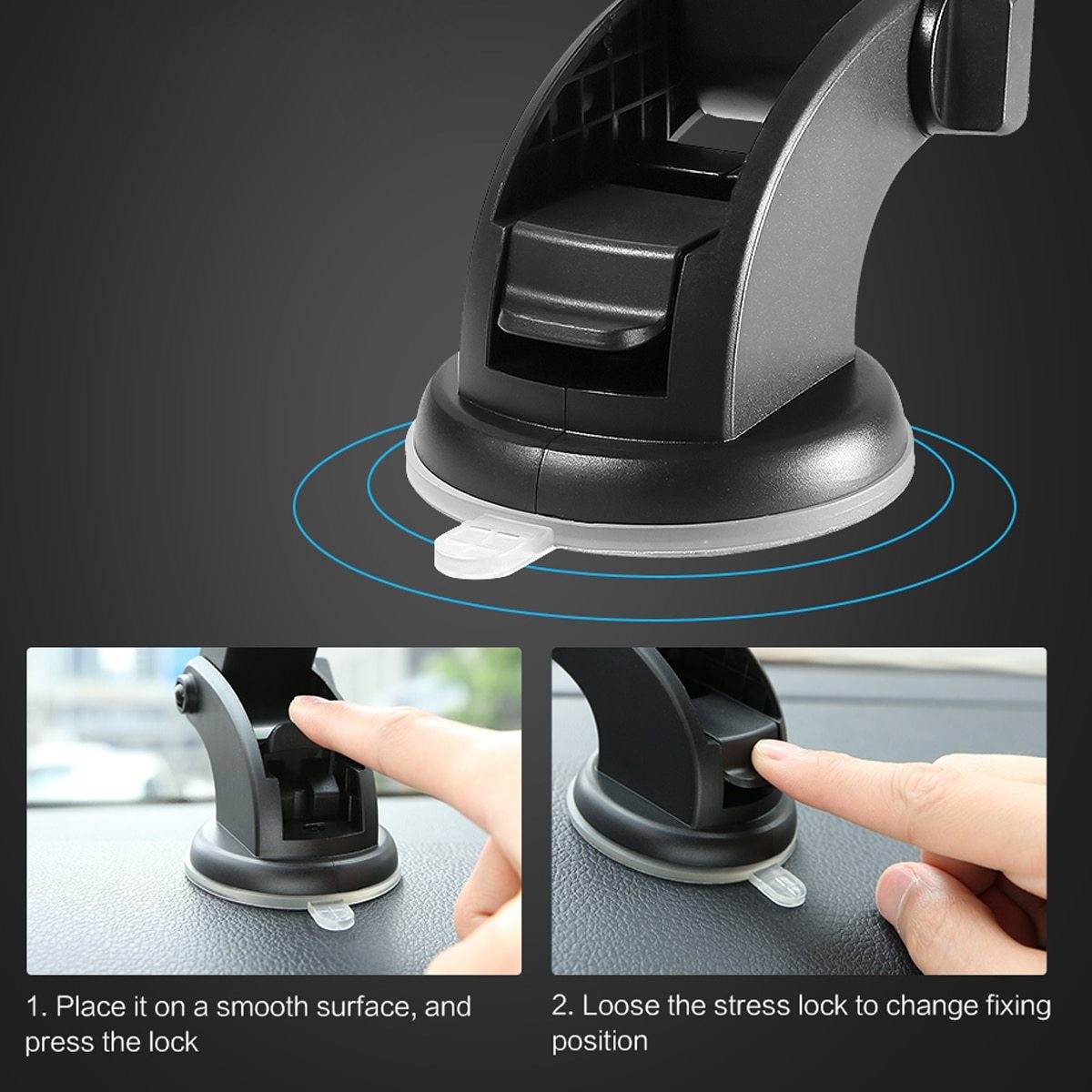 Telescopic Long Arm Car Phone Holder with Dashboard Suction Cup - Autoxmatch