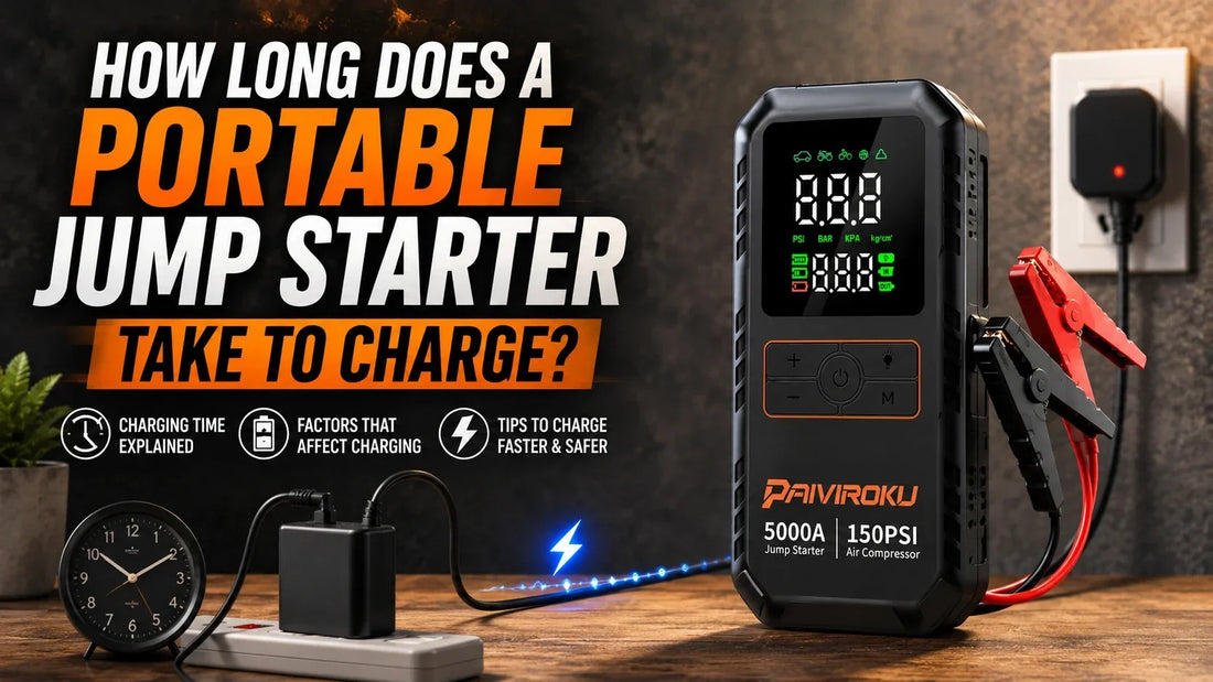 How long does a portable jump starter take to charge? Learn typical charging times, what affects charging speed, and how to keep your jump starter ready.