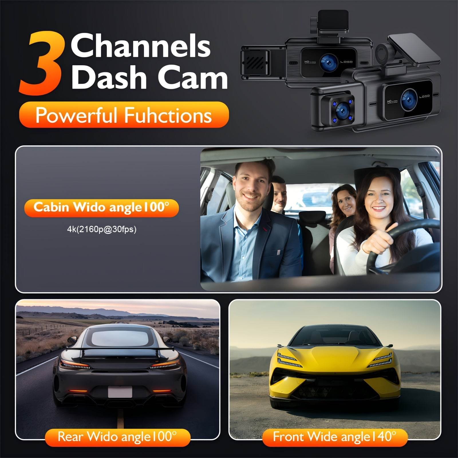 3-Channel 4K + 1080P Dashcam – Ultimate Driving Protection - Autoxmatch