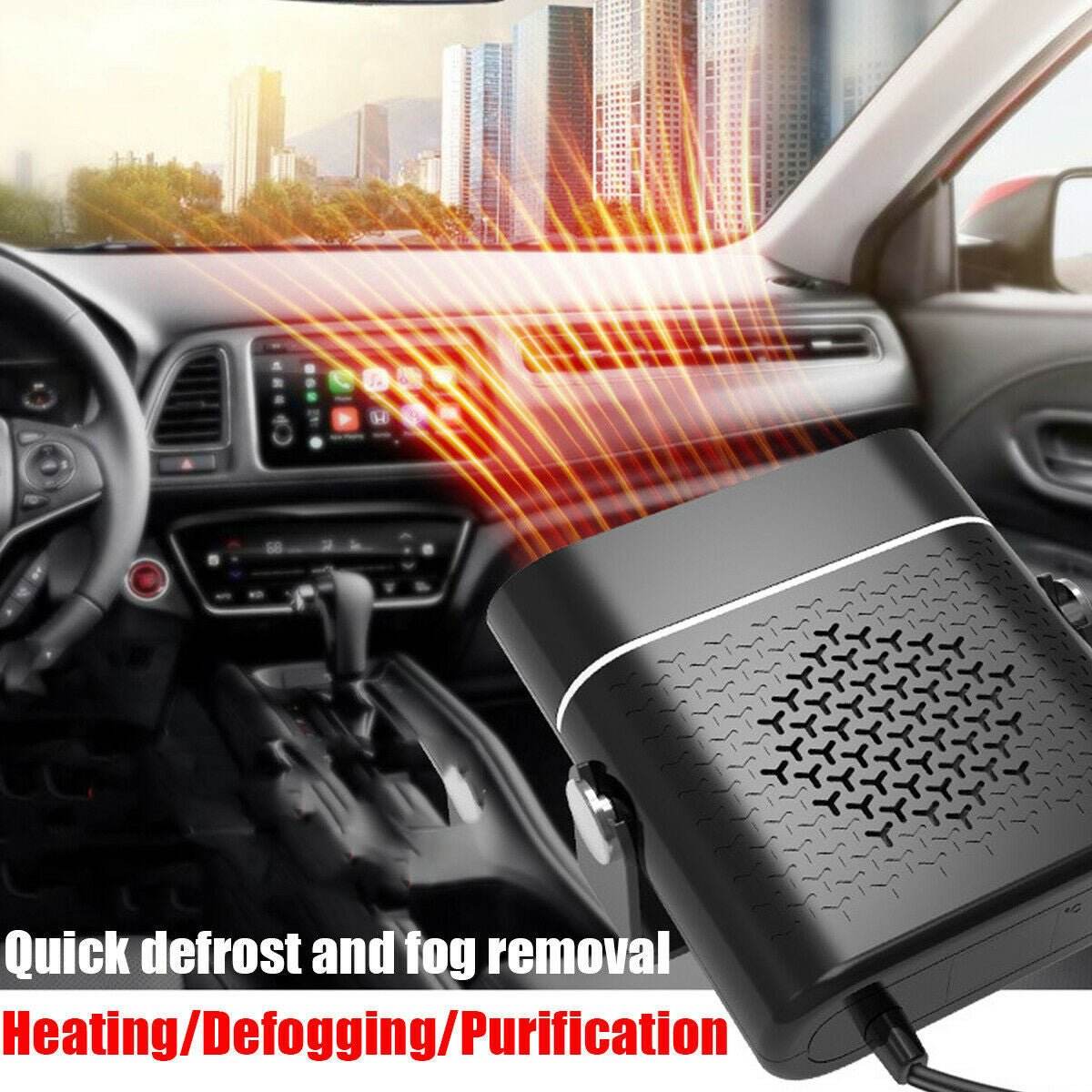 3-in-1 Plug-in Car Heater & Defogger, Cigarette Lighter Mini Heater - Autoxmatch