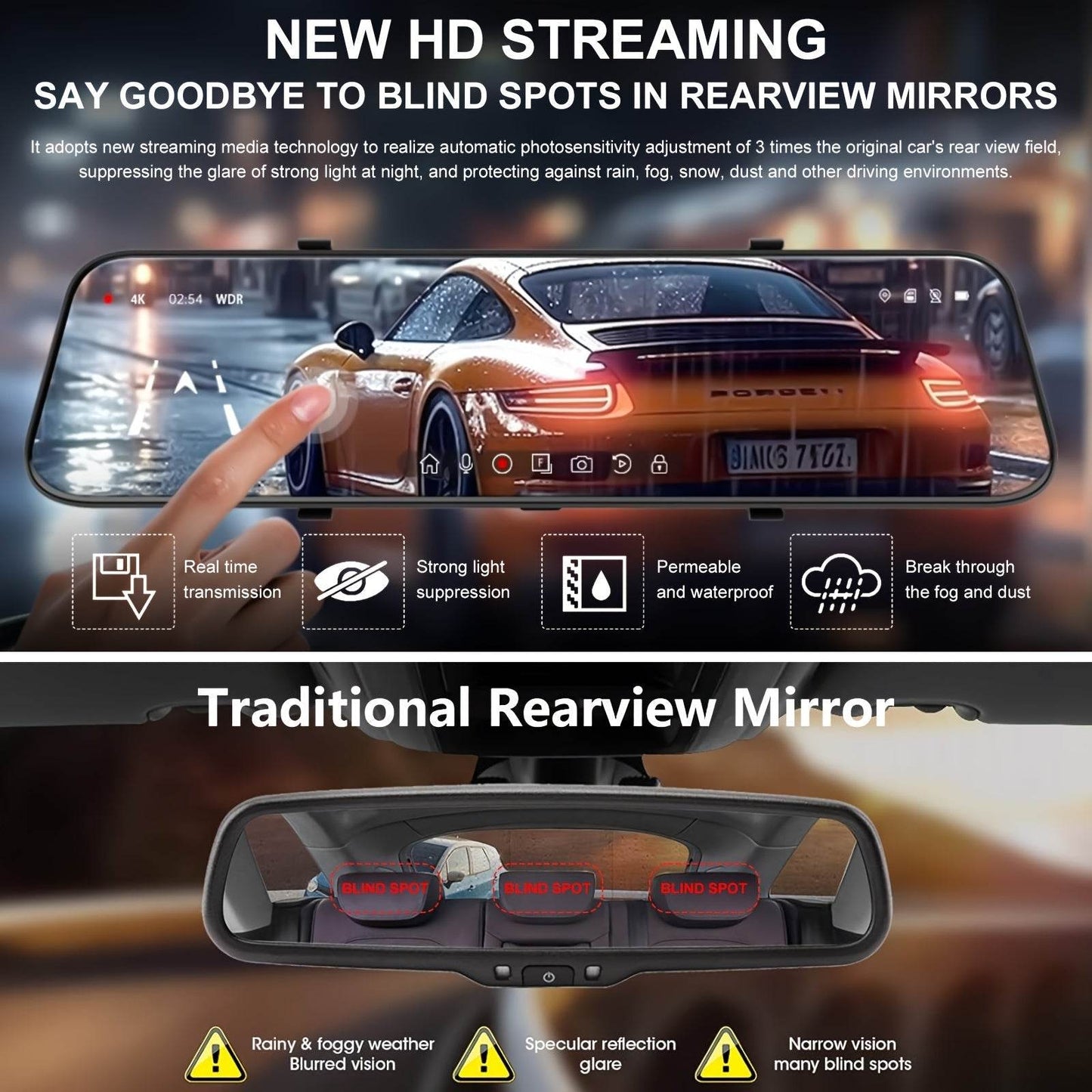 4K 10'' Rear View Mirror Dash Cam – Smart Touch Screen Backup Camera - Autoxmatch