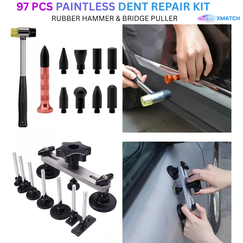 97 pcs paintless dent repair kit with tools and usage examples 