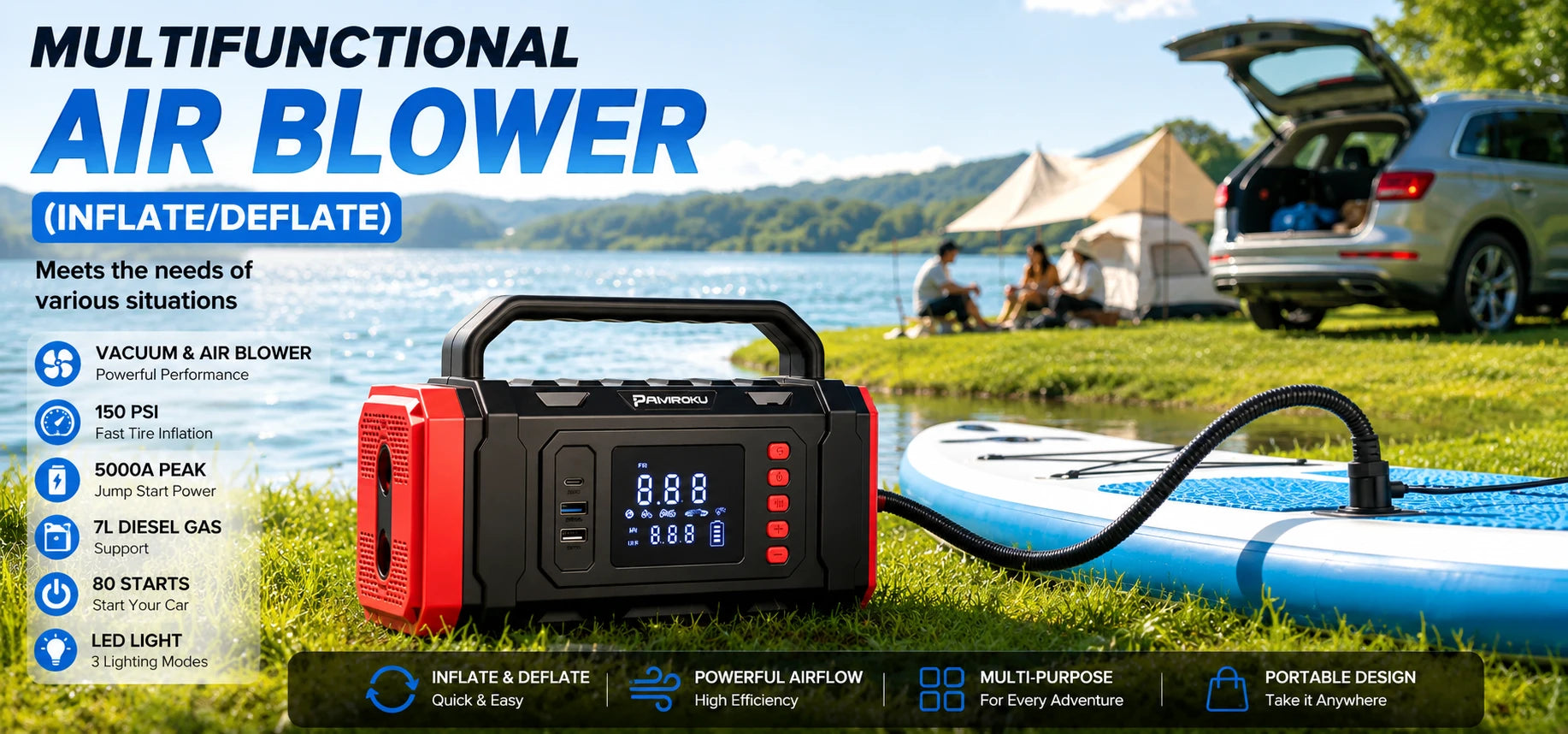 Autoxmatch multifunctional Paiviroku 6-in-1 Car Jump Starter with Vacuum Cleaner