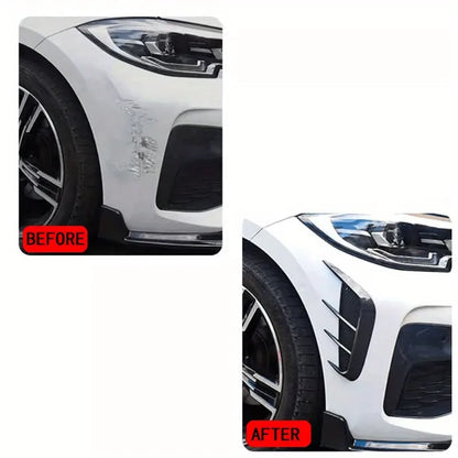 Before and after comparison of a car's front bumper