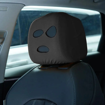 Black Car Seat Headrest Ski Mask Halloween Decor Cover