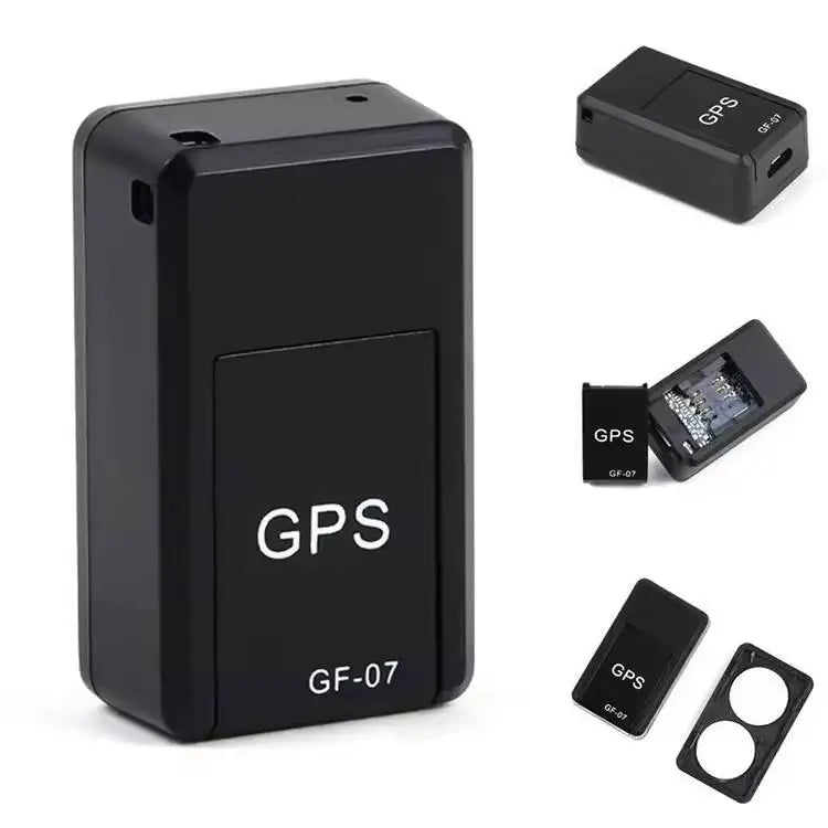 Black GPS tracker with 'GF-07' model number 