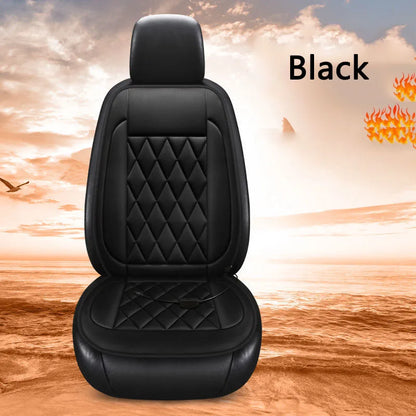 Black car seat cover with heating pad