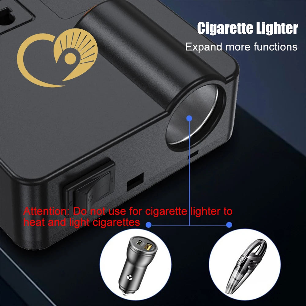 Black electronic cigarette lighter with a logo on a dark background
