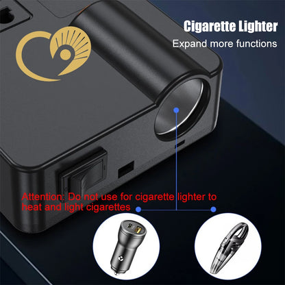 Black electronic cigarette lighter with a logo on a dark background