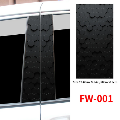 Black honeycomb patterned material with size and code information on a white background