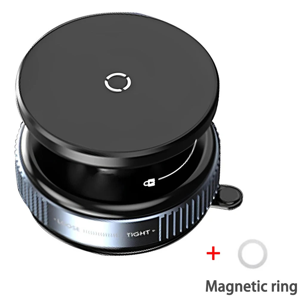 Black magnetic ring with detailed design on a white background