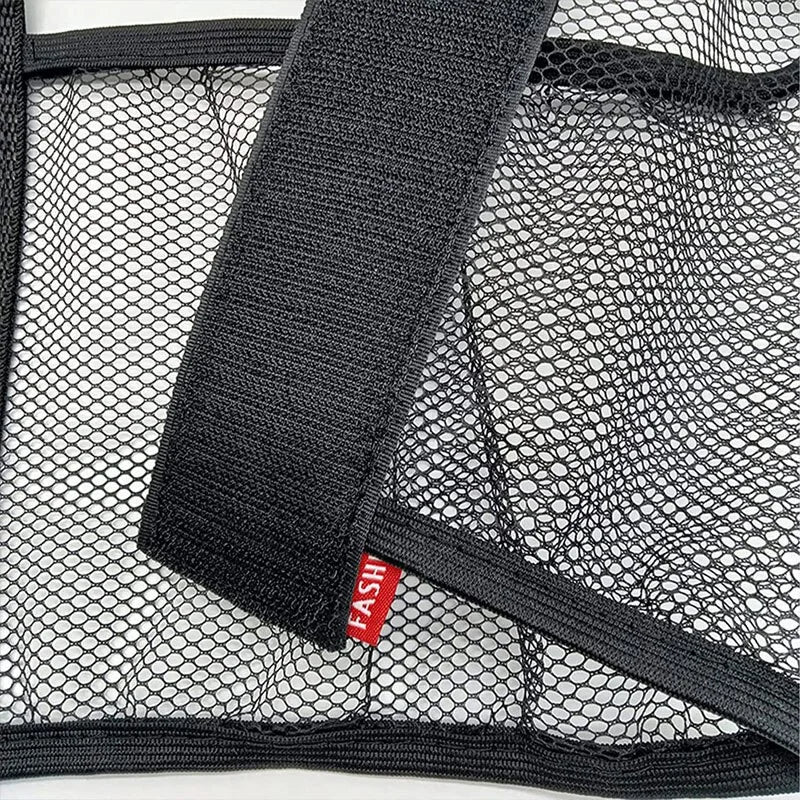 Black mesh bag with a strap