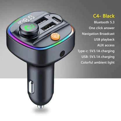 Bluetooth 5.3 FM Transmitter Handsfree Car Fast Charge Adapter - Autoxmatch