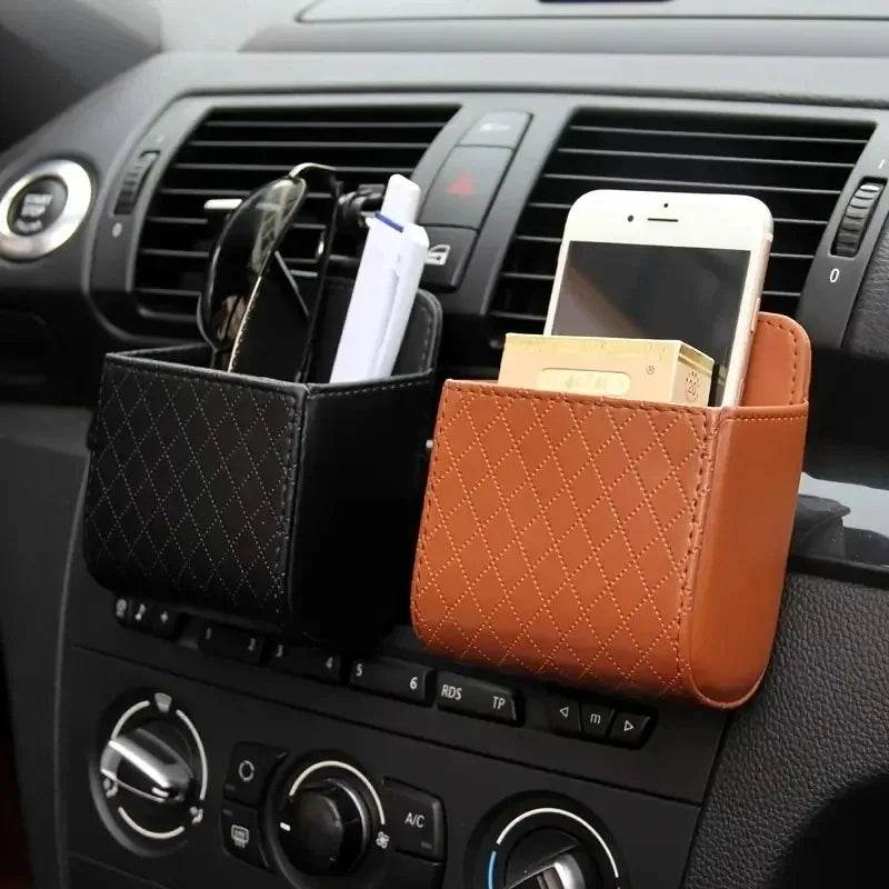 Car Air Outlet Leather Organizer Box - Autoxmatch