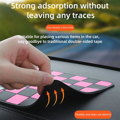 Car Dashboard Anti-slip Mat Pink and Brown Chessboard Pattern - Autoxmatch