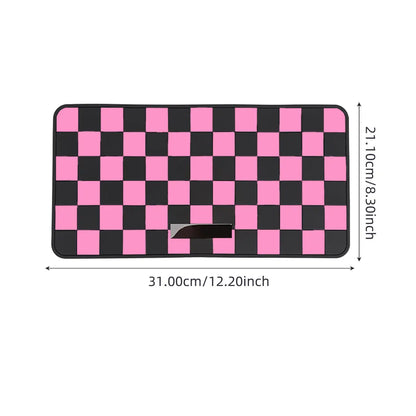 Car Dashboard Anti-slip Mat Pink and Brown Chessboard Pattern - Autoxmatch