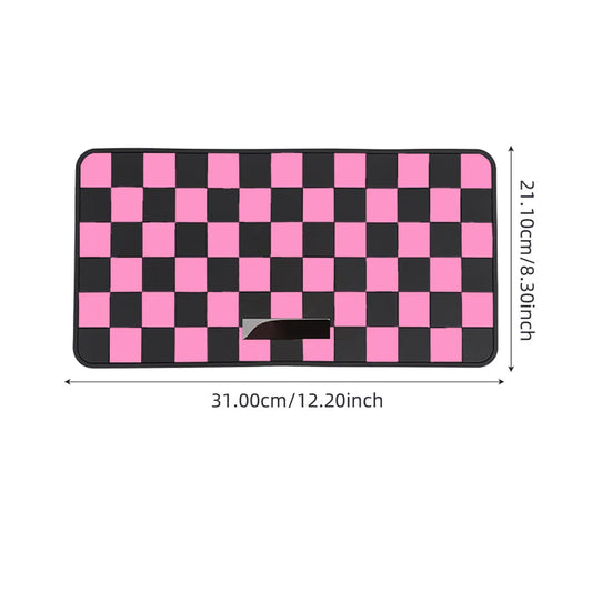 Car Dashboard Anti-slip Mat Pink and Brown Chessboard Pattern - Autoxmatch