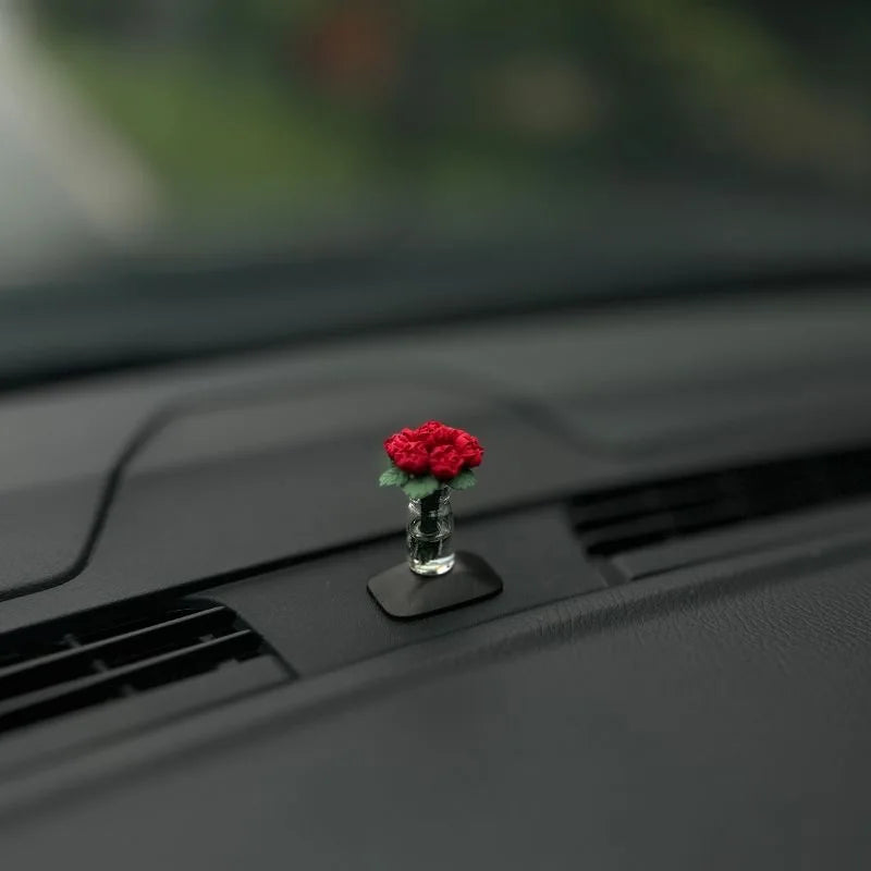 Car Interior Decoration Mini Rose & Sunflower Vase - Autoxmatch