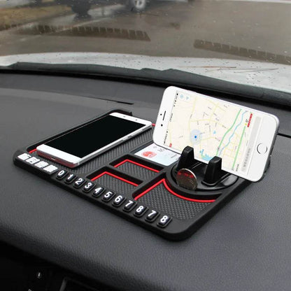 Car Parking Number Card Anti-Slip Mat with Phone mount holder - Autoxmatch