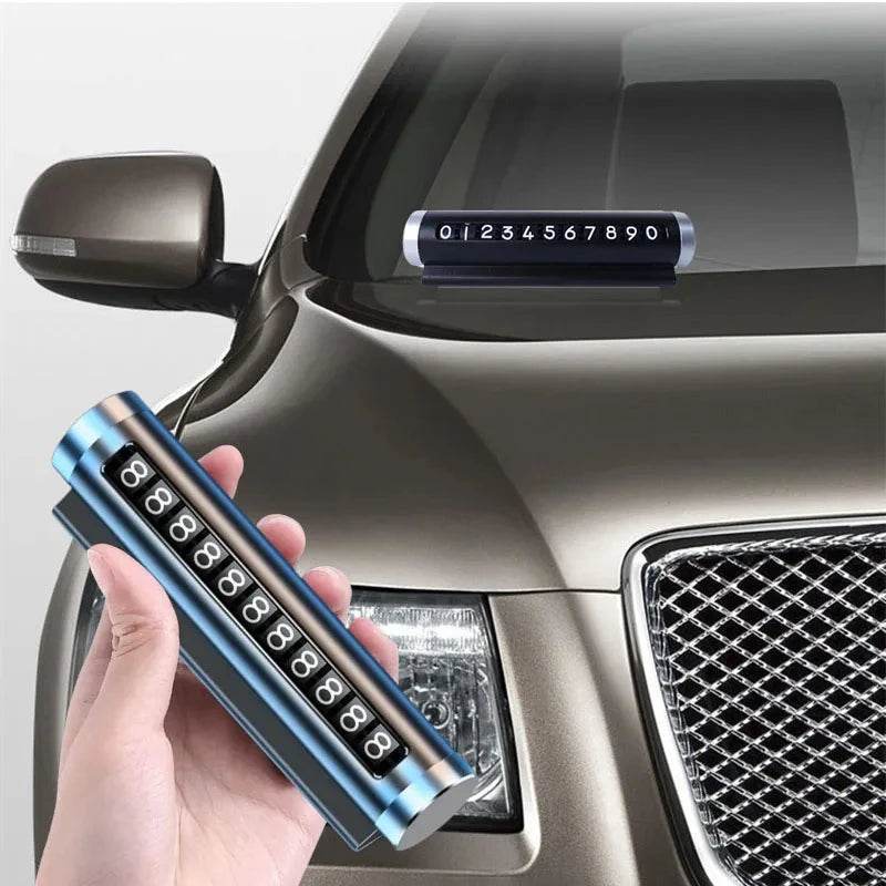 Car Universal Metal Rotate Phone Number Temporary Parking Card - Autoxmatch