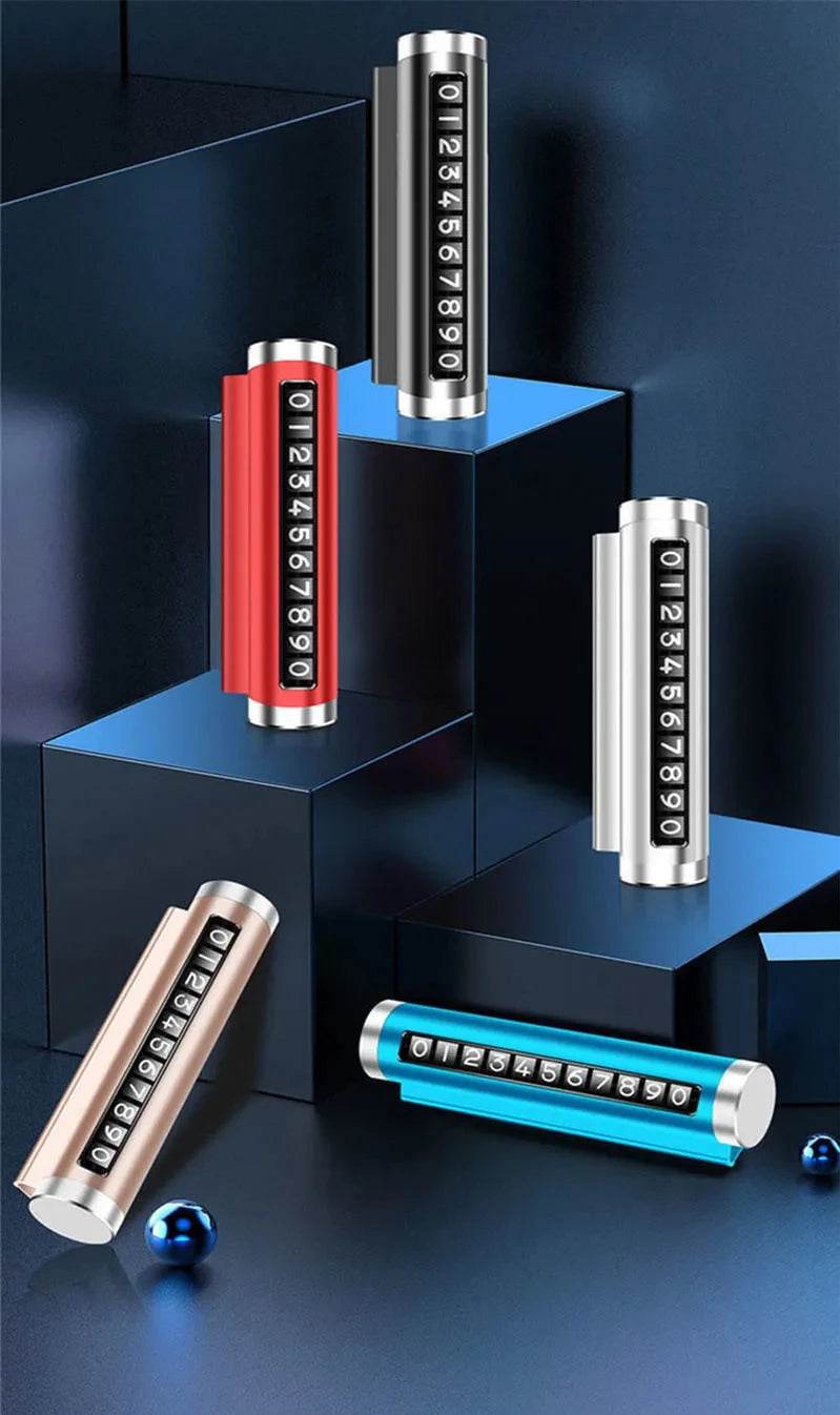 Car Universal Metal Rotate Phone Number Temporary Parking Card - Autoxmatch