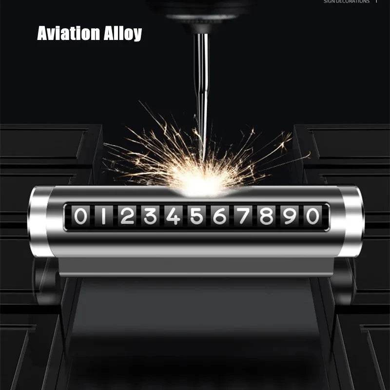 Car Universal Metal Rotate Phone Number Temporary Parking Card - Autoxmatch