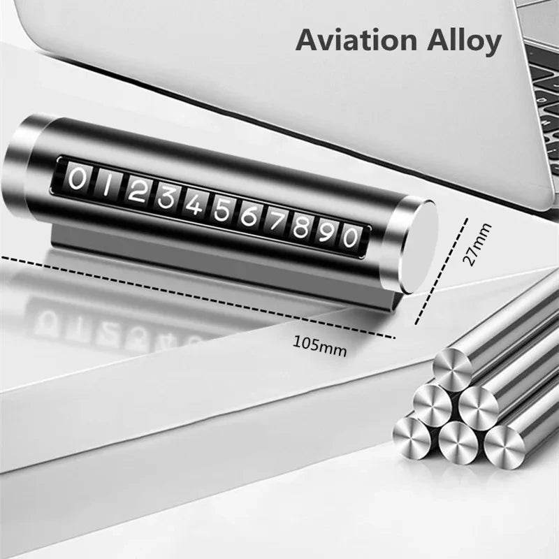 Car Universal Metal Rotate Phone Number Temporary Parking Card - Autoxmatch