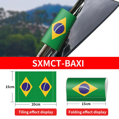 Car handle cover with Brazilian flag design, showing tiling and folding effects, with 'SXMCCT-BAXI' branding.