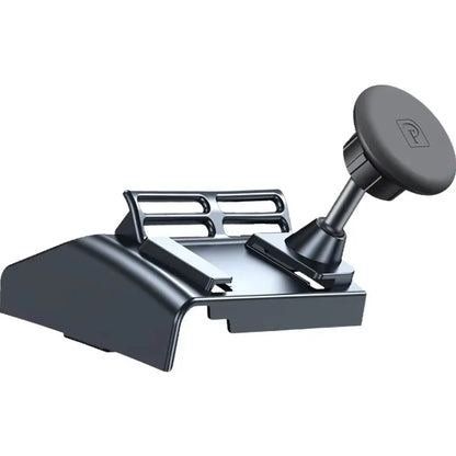 Car phone holder with magnetic base on a white background