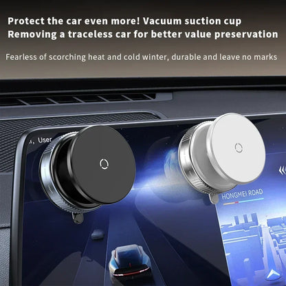 Car suction cups on a car dashboard with text about traceless car removal and value preservation.