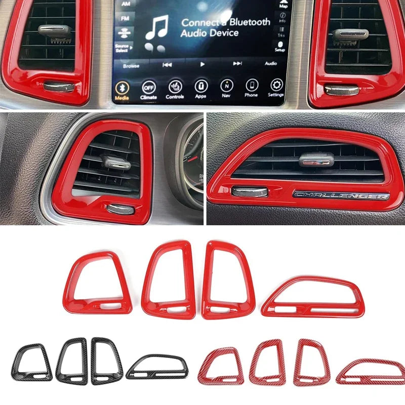 Carbon Fiber Challenger Center Console Air Condition Outlet Vent Trim Accessories for Dodge Challenger 2015-2020