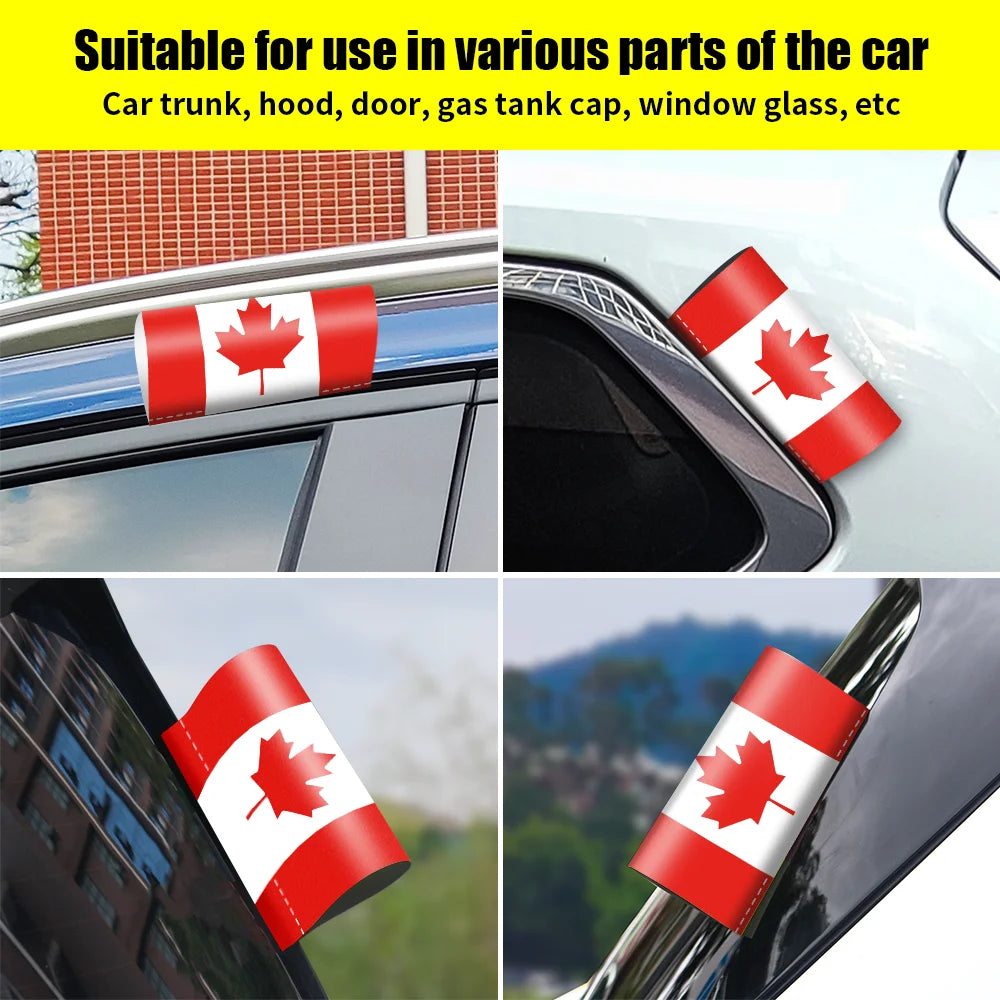 Collage of car parts with Canadian flag stickers, suitable for use in various car components.