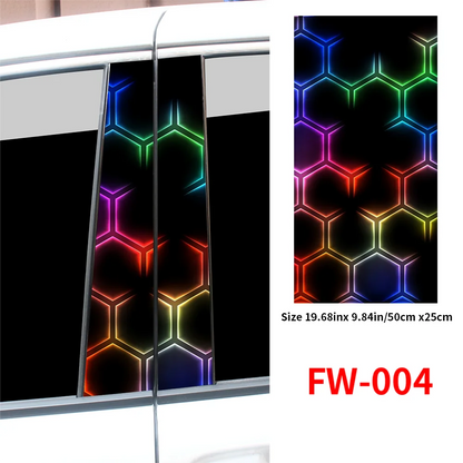 Colorful geometric pattern on a black background with size and code information.