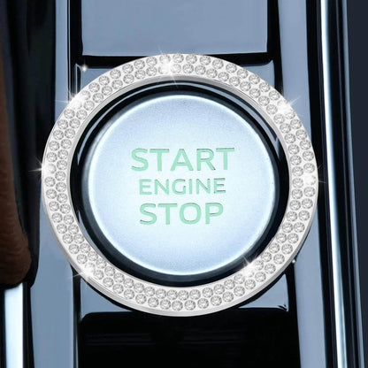 Crystal Double Rhinestone Car Engine Start Stop Decorative Ring - Autoxmatch