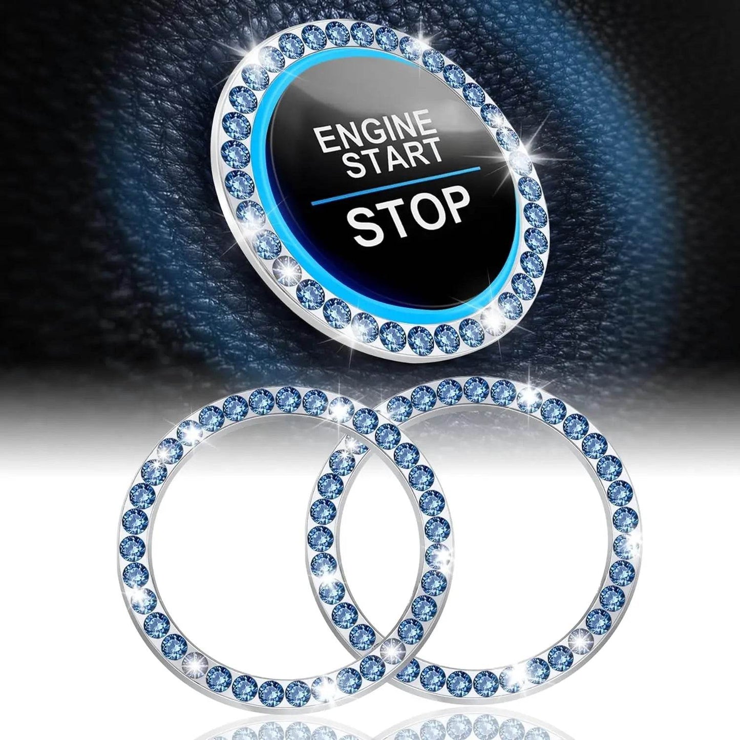 Crystal Double Rhinestone Car Engine Start Stop Decorative Ring - Autoxmatch