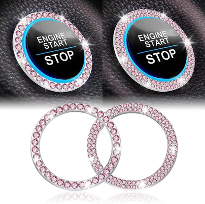 Crystal Double Rhinestone Car Engine Start Stop Decorative Ring - Autoxmatch