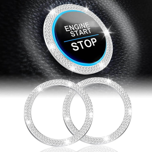 Crystal Double Rhinestone Car Engine Start Stop Decorative Ring - Autoxmatch
