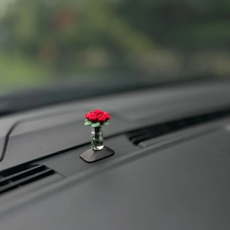 Car Interior Decoration Mini Rose & Sunflower Vase - Autoxmatch