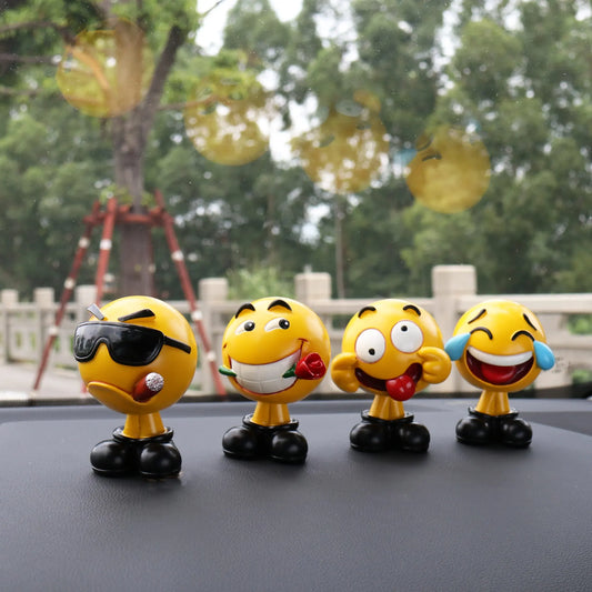 Emojis shaking head doll expression cute cartoon car personality decor