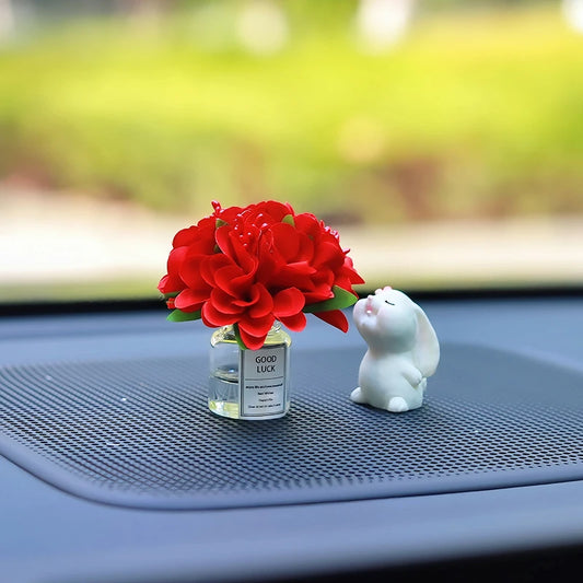 Flower Vase and Rabbit Car Interior Decoration - Autoxmatch