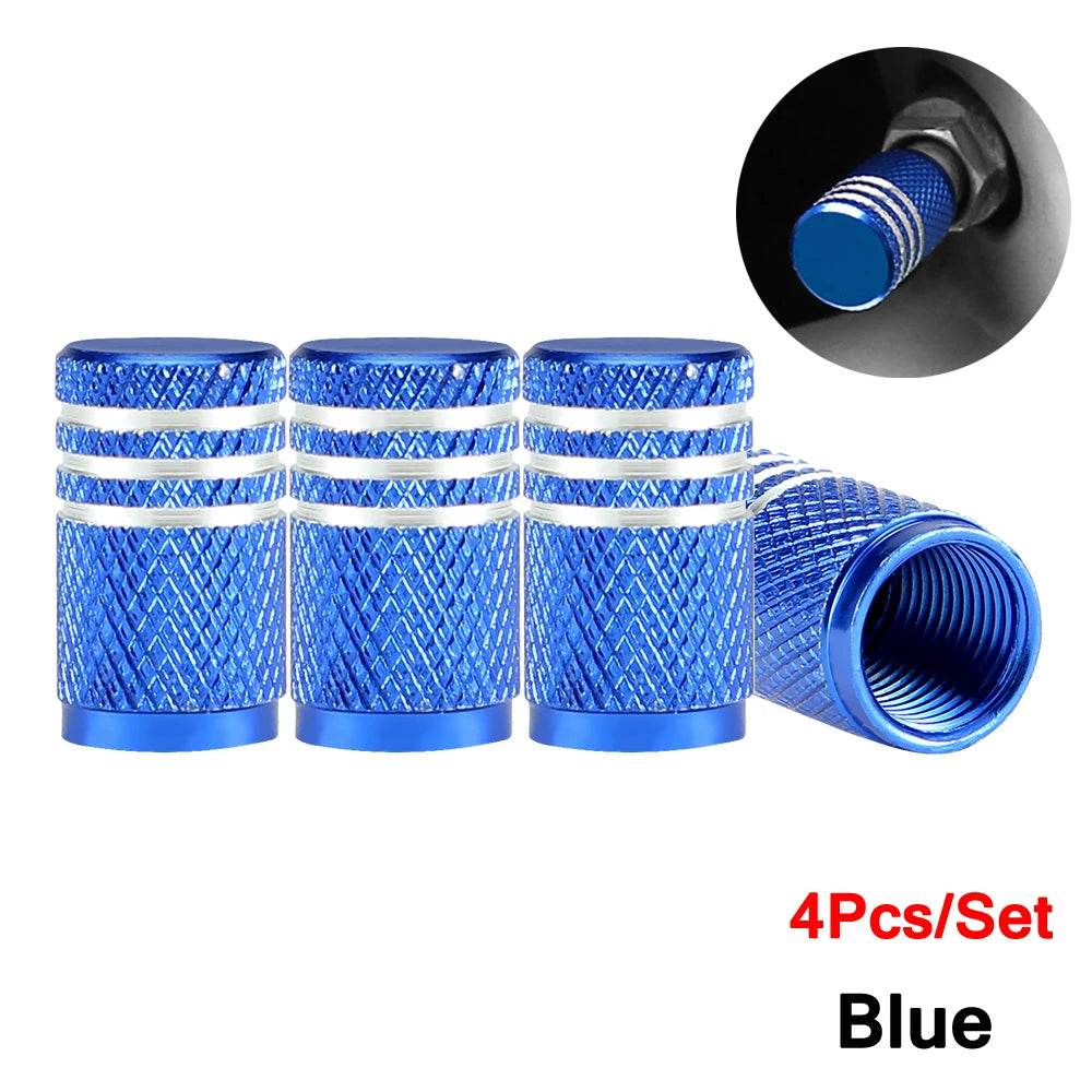 Knurling Style Car Tire Valve Stems Cap 4Pcs - Autoxmatch