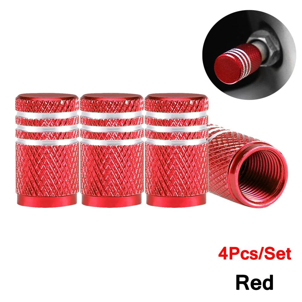 Knurling Style Car Tire Valve Stems Cap 4Pcs - Autoxmatch