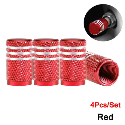 Knurling Style Car Tire Valve Stems Cap 4Pcs - Autoxmatch