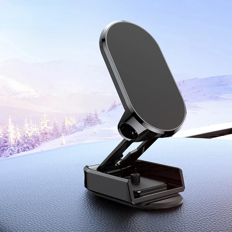Magnetic Folding Height Adjustable Car Phone Holder Black
