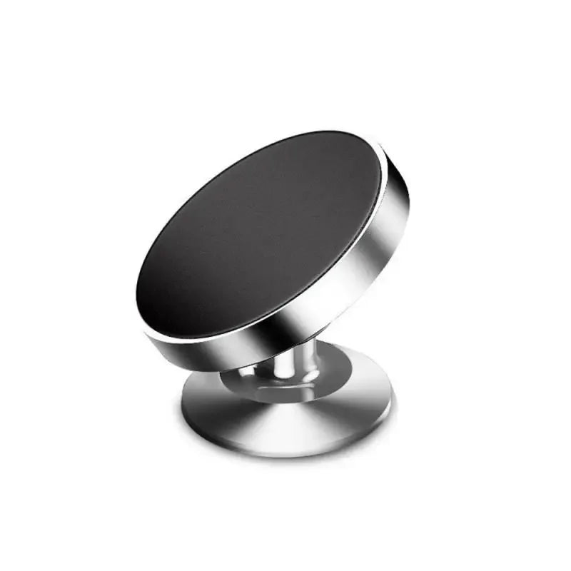 Metallic phone stand on a white background