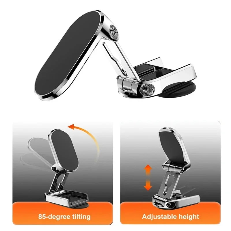 Phone holder with adjustable height and tilting feature on a white background