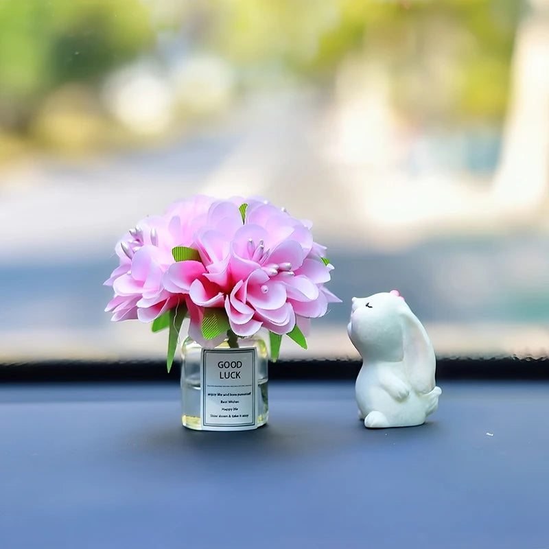 Flower Vase and Rabbit Car Interior Decoration - Autoxmatch
